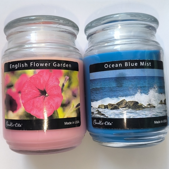 CANDLE-LITE Ocean Blue Mist And English Flower Garden Two Jumbo Candle S… - Picture 13 of 13
